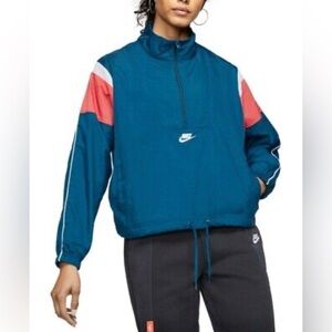 Nike Jacket Women’s Medium Heritage Woven Jacket Valerian Blue Half Zip NWT